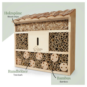 Wildbienen-Villa aus naturbelassenem Kiefernholz mit...